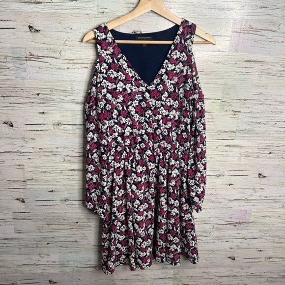 Banana  republic white pink cold shoulder long sleeve dress size 4 - Picture 1 of 9